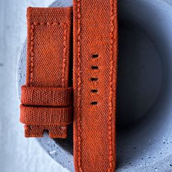 Ready strap Fire orange canvas double rolled vintage