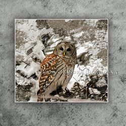 Winter owl poster, wall decor, wall art, Printable Journaling Scrapbook
