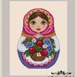 Matryoshka Summer Cross Stitch Pattern PDF Seasons Russian Doll Folk Embroidery Compatible Pattern Keeper