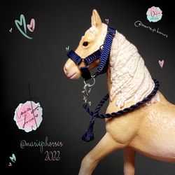 Custom handmade Schleich horse Tack, Navy Blue Halter and Lead Rope set, toy accessories, MariePHorses, Marie P Horses