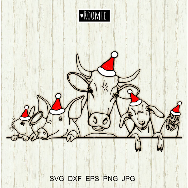 Christmas Farm animals Clipart.jpg