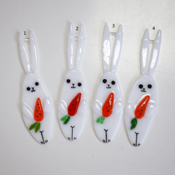 Rabbit with different eyes christmas fused glass tree toys
