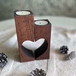 Wooden candlestick "Heart". New year gift ideas
