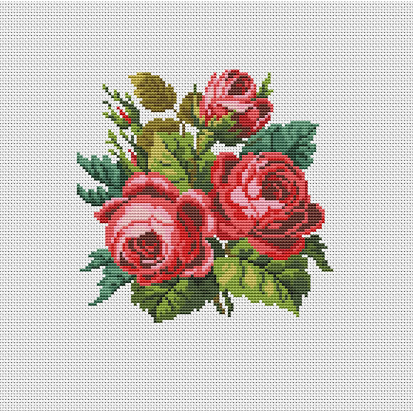 Cross Stitch Scheme Three roses