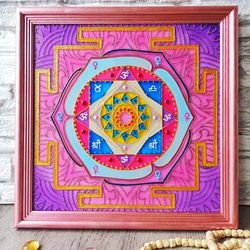 Venus yantra Shukra yantra Vedic astrology Vastu Jyotish Stained glass Mandala Yoga Spiritual gift Love amulet Yoga art