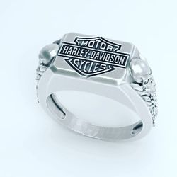 925 Sterling Silver Harley Davidson Motorcycle Ring