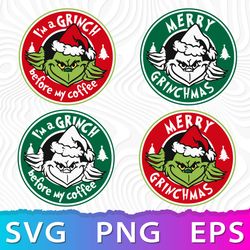 Merry Grinchmas Logo SVG, Grinchmas PNG, Grinchmas Coffee, Merry Grinchmas Printable