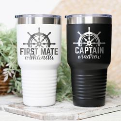 Personalized boat Captain First mate tumblers Boat gift Boat accessories tumbler Boating gifts Nautical gifts