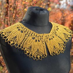 Knitted Lace Collar for women, Mustard collar cotton, yellow knitted collar for women