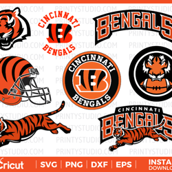Bengals SVG Cut Files, Cincinnati Bengals Logo, Bengals Clipart Bundle, NFL Football Team SVG & PNG Cricut Silhouette