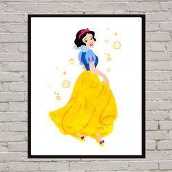 Snow White and the Seven Dwarfs Disney Art Print Digital Files decor nursery room watercolor