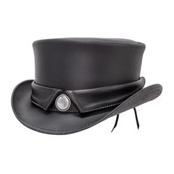 Steampunk Collar Band Leather Top Hat
