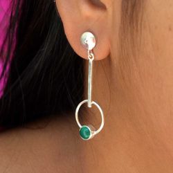Green onyx 925 Sterling Silver Dangle Handmade Earrings