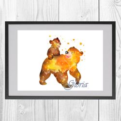 Brother Bear Set Disney Art Print Digital Files decor nursery room watercolor