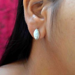 moonstone, carnelian 925 silver handmade studs earrings