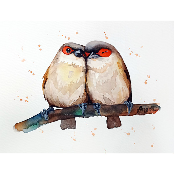 watercolor original painting original art birds by Anne Gorywine