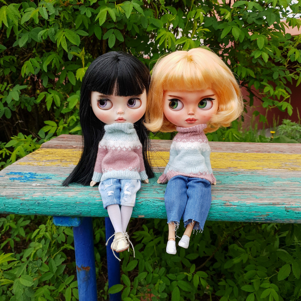 Blythe knit pattern Basic turtleneck sweater "Flowers", Blythe doll clothes pattern, Blythe clothesg