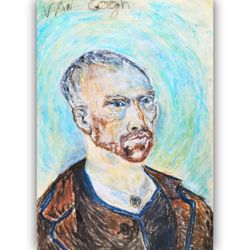 Van Gogh Portrait Painting Watercolor Original Art Portrait Wall  Art Small  Artwork Custom Portrait Painting
