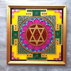 Tripura Sundari Yantra Meditation art Sacral geometry Tantra art Yoga gift Spiritual wall decor Original glass painting