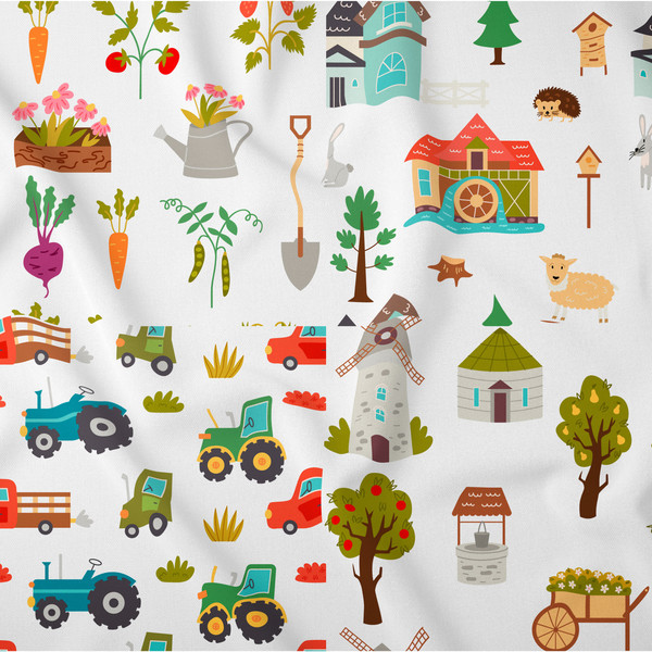 Farm Yard Harvest Crop Transport Animal Pattern3.jpg