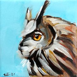 Owl Oil Painting Original Art Bird Nature Artwork Canvas MADE TO ORDER