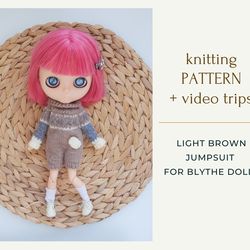 Pattern knitting jumpsuit for blythe dolls, Doll knitting pattern, Blythe doll clothes