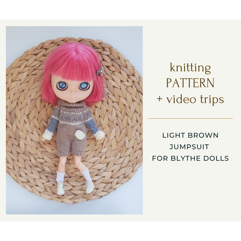 Pattern knitting jumpsuit for blythe dolls, Doll knitting pattern, Blythe doll clothes