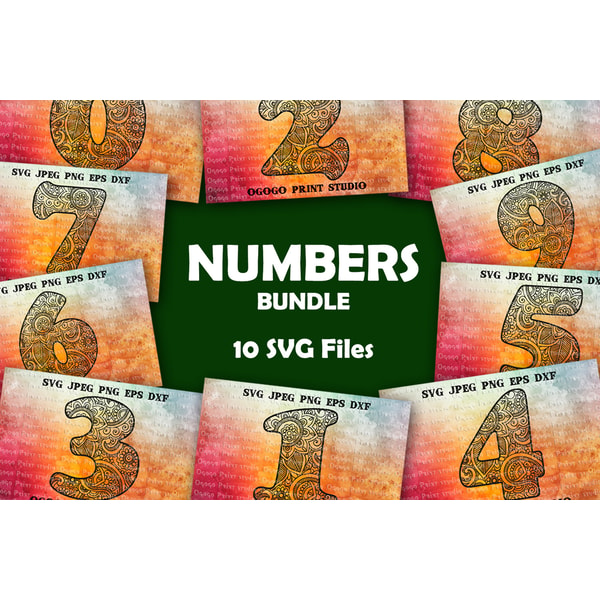 Number Card Svg Numbers Svg BUNDLE, Number svg, Mandala svg, Floral font - Inspire Uplift