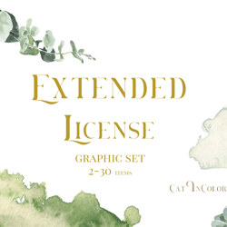 extended license: graphic set 2-30 items from catincolordesign. commercial use digital download printable watercolor cli