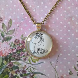 Snorkmaiden with flowers pendant Moomin necklace