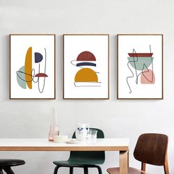 abstract geometric 3 piece prints printable wall art modern pictures large art set of 3 minimal poster home office decor