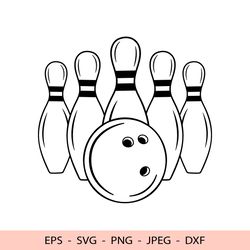 Bowling Svg Pins Ball File for Cricut Bowling Strike Dxf Bowling Logo