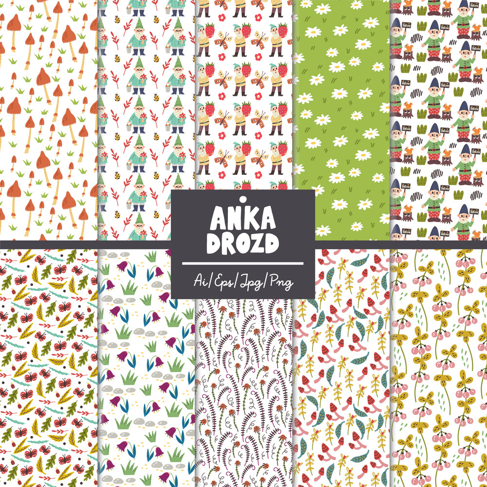 Gnome Flower Collection Seamless Pattern1.jpg