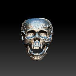 3D Model STL CNC Router file Bead Skull with spiders