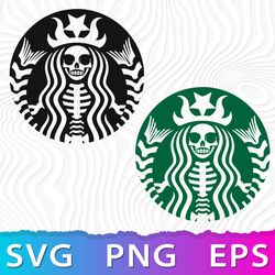Starbucks Skeleton SVG, Skull Coffee PNG, Skeleton Starbucks Logo Transparent