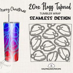 20 Oz HOGG Tatered Tumbler Wrap / Santa Claus Hat Burst tumbler template / Seamless design - HT-06