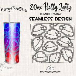 20 Oz HOBBY LOBBY Tumbler Wrap / Santa Claus Hat Burst tumbler template / Seamless design - HL-06