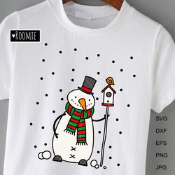 Merry Christmas Snowman with birdhouse svg files, Christmas svg, Christmas cards clipart Shirt mug gift Cricut New year