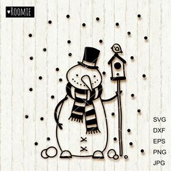 merry christmas snowman with birdhouse svg, christmas svg, christmas cards clipart shirt mug gift cricut new year
