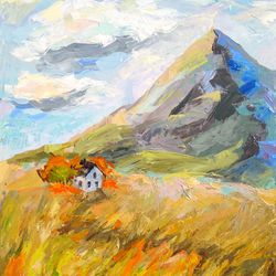 Italy Painting Tuscany Original Art Mountain Art Impressionist Impasto Palette Knife Painting Landscape Painting