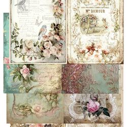 Shabby Chic, "Roses and Notes" Junk journal Kit, scrapbook
