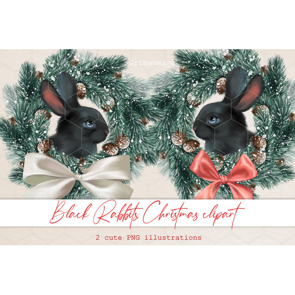 Black rabbits Christmas clipart B 01.jpg