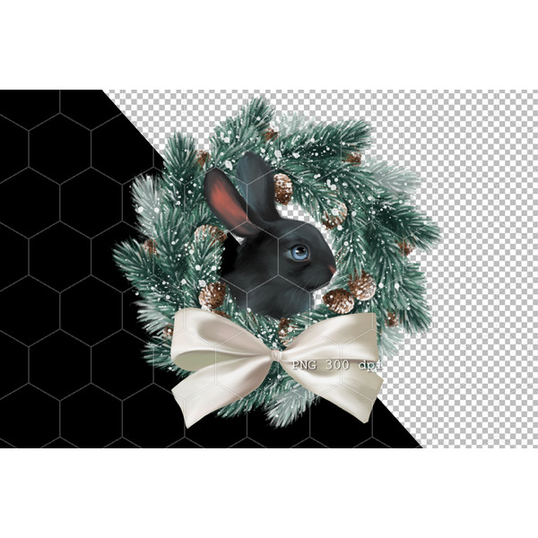 Black rabbits Christmas clipart B 03.jpg