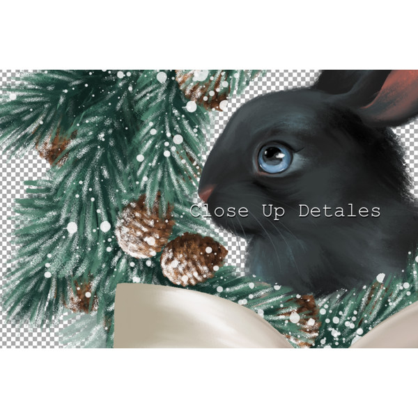 Black rabbits Christmas clipart B 04.jpg