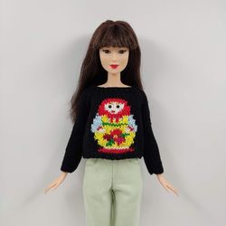 Barbie clothes black matryoshka sweater