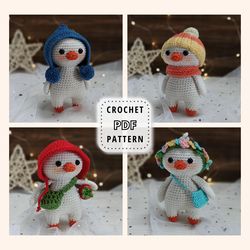 Duckling Amigurumi Crochet Pattern and 4 outfits for him , Crochet Animal Pattern, Cute Baby Duck Amigurumi Tutorial