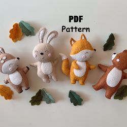 Felt Pattern Deer Fox Hare Bear, Forest animals PDF Pattern, Sewing pattern, Woodland animals pattern, Forest nursery de