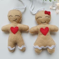 christmas ornaments, set of 2  christmas tree ornaments, christmas tree decorations, felt ornaments