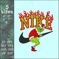 Nike Grinch Embroidery Design, steal swoosh Christmas logo, 5 sizes