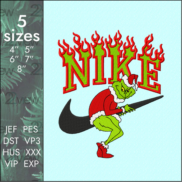nike grinch steals swoosh logo christmas new year machine embroidery design